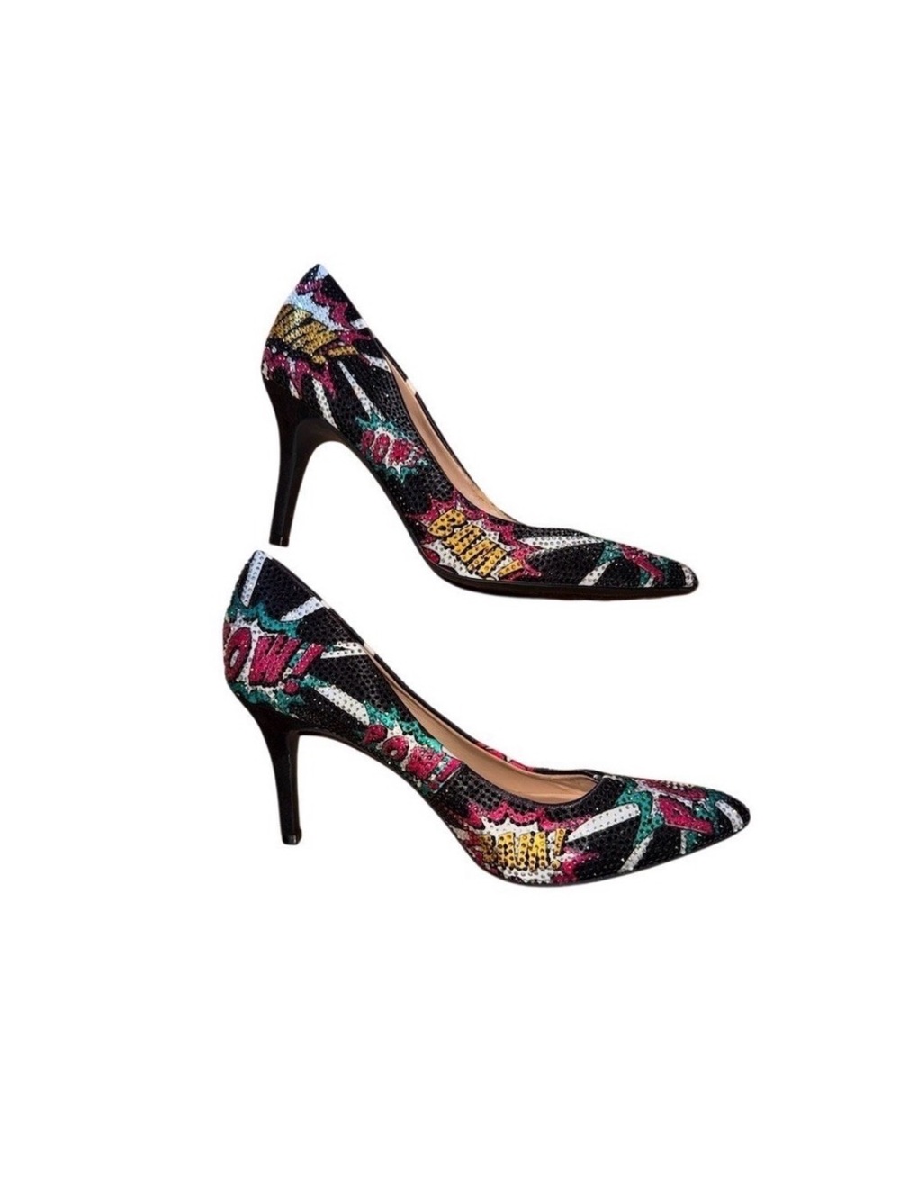 INC International Concepts Black Comic Pop-Print High Heels